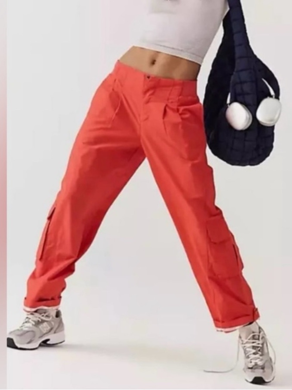 Free People Red Mesmerize Me Cargo Pants M